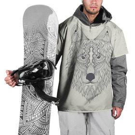 Накидка на куртку 3D с принтом Волк-шаман в Курске, 100% полиэстер |  | Тематика изображения на принте: wolf | волк | животные | узоры | шаман