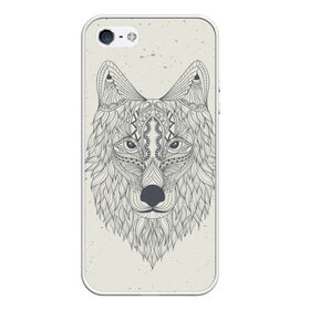 Чехол для iPhone 5/5S матовый с принтом Волк-шаман в Курске, Силикон | Область печати: задняя сторона чехла, без боковых панелей | wolf | волк | животные | узоры | шаман
