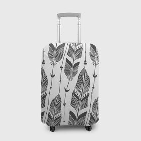 Чехол для чемодана 3D с принтом Перья в Курске, 86% полиэфир, 14% спандекс | двустороннее нанесение принта, прорези для ручек и колес | индейцы | нити | перья