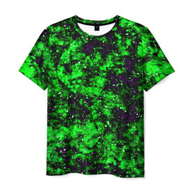 Мужская футболка 3D с принтом Green color в Курске, 100% полиэфир | прямой крой, круглый вырез горловины, длина до линии бедер | гранж | зеленый | краска | новые | текстуры | цветные