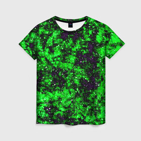 Женская футболка 3D с принтом Green color в Курске, 100% полиэфир ( синтетическое хлопкоподобное полотно) | прямой крой, круглый вырез горловины, длина до линии бедер | гранж | зеленый | краска | новые | текстуры | цветные