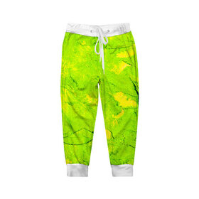 Детские брюки 3D с принтом Зеленая краска в Курске, 100% полиэстер | манжеты по низу, эластичный пояс регулируется шнурком, по бокам два кармана без застежек, внутренняя часть кармана из мелкой сетки | 