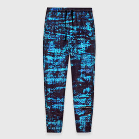 Мужские брюки 3D с принтом Джинсовый в Курске, 100% полиэстер | манжеты по низу, эластичный пояс регулируется шнурком, по бокам два кармана без застежек, внутренняя часть кармана из мелкой сетки | blue | grunge | джинсы | краска