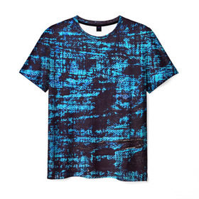 Мужская футболка 3D с принтом Джинсовый в Курске, 100% полиэфир | прямой крой, круглый вырез горловины, длина до линии бедер | blue | grunge | джинсы | краска