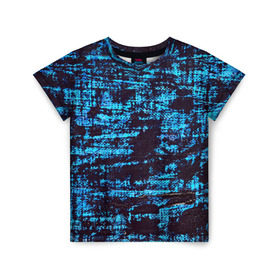 Детская футболка 3D с принтом Джинсовый в Курске, 100% гипоаллергенный полиэфир | прямой крой, круглый вырез горловины, длина до линии бедер, чуть спущенное плечо, ткань немного тянется | blue | grunge | джинсы | краска