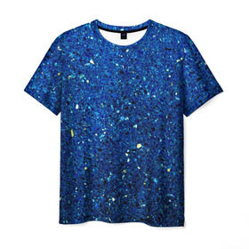 Мужская футболка 3D с принтом Blue mirror в Курске, 100% полиэфир | прямой крой, круглый вырез горловины, длина до линии бедер | green | абстракции | гранж | мозаика | стекло | текстуры