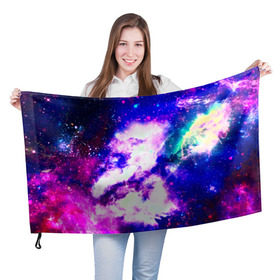 Флаг 3D с принтом Галактика в Курске, 100% полиэстер | плотность ткани — 95 г/м2, размер — 67 х 109 см. Принт наносится с одной стороны | new | вселенная | звезды | космос | новые | прикольные