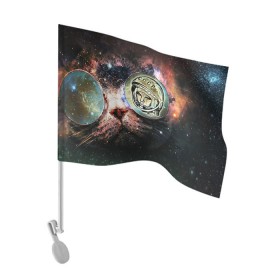 Флаг для автомобиля с принтом Гагарин 3 в Курске, 100% полиэстер | Размер: 30*21 см | 12 апреля | гагарин | день космонавтики | космонавт | космонавтика | космос | юра | юрий