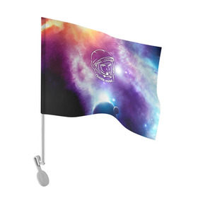 Флаг для автомобиля с принтом Гагарин 4 в Курске, 100% полиэстер | Размер: 30*21 см | 12 апреля | гагарин | день космонавтики | космонавт | космонавтика | космос | юра | юрий