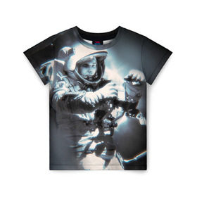 Детская футболка 3D с принтом Гагарин 5 в Курске, 100% гипоаллергенный полиэфир | прямой крой, круглый вырез горловины, длина до линии бедер, чуть спущенное плечо, ткань немного тянется | 12 апреля | гагарин | день космонавтики | космонавт | космонавтика | космос | юра | юрий