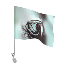Флаг для автомобиля с принтом Котмонавт в Курске, 100% полиэстер | Размер: 30*21 см | 12 апреля | гагарин | день космонавтики | космонавт | космонавтика | космос | юра | юрий