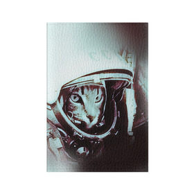 Обложка для паспорта матовая кожа с принтом Котмонавт в Курске, натуральная матовая кожа | размер 19,3 х 13,7 см; прозрачные пластиковые крепления | 12 апреля | гагарин | день космонавтики | космонавт | космонавтика | космос | юра | юрий