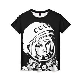 Женская футболка 3D с принтом Гагарин 9 в Курске, 100% полиэфир ( синтетическое хлопкоподобное полотно) | прямой крой, круглый вырез горловины, длина до линии бедер | 12 апреля | гагарин | день космонавтики | космонавт | космонавтика | космос | юра | юрий