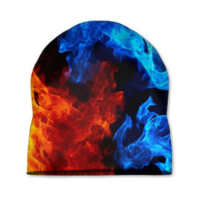Шапка 3D с принтом Огонь и вода в Курске, 100% полиэстер | универсальный размер, печать по всей поверхности изделия | вода | инь и янь | огонь | отношения