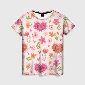 Женская футболка 3D с принтом День матери в Курске, 100% полиэфир ( синтетическое хлопкоподобное полотно) | прямой крой, круглый вырез горловины, длина до линии бедер | деть матери | мама | праздники | родители