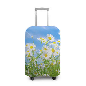 Чехол для чемодана 3D с принтом Ромашки в Курске, 86% полиэфир, 14% спандекс | двустороннее нанесение принта, прорези для ручек и колес | луг | цветы