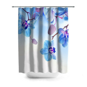 Штора 3D для ванной с принтом Голубая орхидея в Курске, 100% полиэстер | плотность материала — 100 г/м2. Стандартный размер — 146 см х 180 см. По верхнему краю — пластиковые люверсы для креплений. В комплекте 10 пластиковых колец | голубая орхидея | красота | орхидеи | природа | цветок | цветочек | цветы