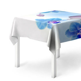 Скатерть 3D с принтом Голубая орхидея в Курске, 100% полиэстер (ткань не мнется и не растягивается) | Размер: 150*150 см | Тематика изображения на принте: голубая орхидея | красота | орхидеи | природа | цветок | цветочек | цветы