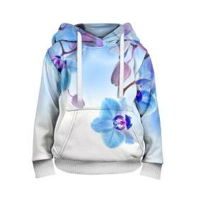 Детская толстовка 3D с принтом Голубая орхидея в Курске, 100% полиэстер | двухслойный капюшон со шнурком для регулировки, мягкие манжеты на рукавах и по низу толстовки, спереди карман-кенгуру с мягким внутренним слоем | Тематика изображения на принте: голубая орхидея | красота | орхидеи | природа | цветок | цветочек | цветы
