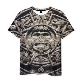 Мужская футболка 3D с принтом Календарь ацтеков в Курске, 100% полиэфир | прямой крой, круглый вырез горловины, длина до линии бедер | ацтеки | история | календарь | круги