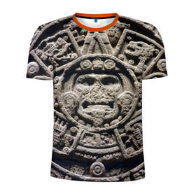 Мужская футболка 3D спортивная с принтом Календарь ацтеков в Курске, 100% полиэстер с улучшенными характеристиками | приталенный силуэт, круглая горловина, широкие плечи, сужается к линии бедра | ацтеки | история | календарь | круги