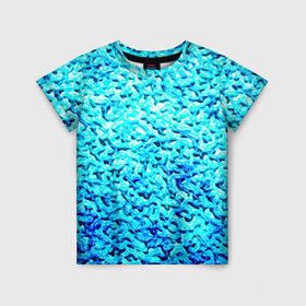 Детская футболка 3D с принтом Вода в Курске, 100% гипоаллергенный полиэфир | прямой крой, круглый вырез горловины, длина до линии бедер, чуть спущенное плечо, ткань немного тянется | blue | арт | вода | волны | новые | прикольные | текстуры
