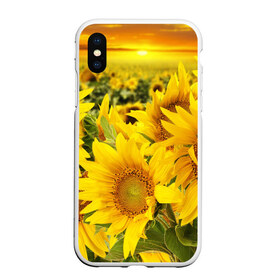 Чехол для iPhone XS Max матовый с принтом Подсолнухи в Курске, Силикон | Область печати: задняя сторона чехла, без боковых панелей | желтый | солнце | цветок | яркий