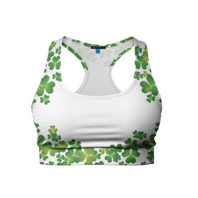 Женский спортивный топ 3D с принтом Клевер в Курске, 82% полиэстер, 18% спандекс Ткань безопасна для здоровья, позволяет коже дышать, не мнется и не растягивается |  | зелень | клевер | растительность | трилистник