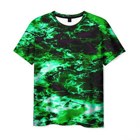Мужская футболка 3D с принтом Зеленый дым в Курске, 100% полиэфир | прямой крой, круглый вырез горловины, длина до линии бедер | абстракции