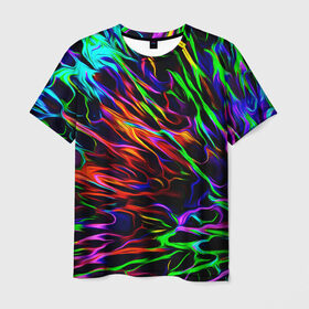 Мужская футболка 3D с принтом Разноцветные разводы в Курске, 100% полиэфир | прямой крой, круглый вырез горловины, длина до линии бедер | гранж | краска | разводы | цветные