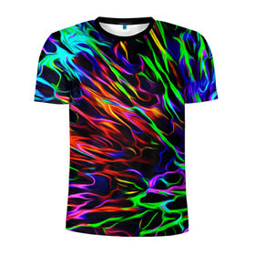 Мужская футболка 3D спортивная с принтом Разноцветные разводы в Курске, 100% полиэстер с улучшенными характеристиками | приталенный силуэт, круглая горловина, широкие плечи, сужается к линии бедра | гранж | краска | разводы | цветные