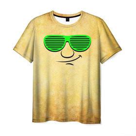 Мужская футболка 3D с принтом Знатный клаббер в Курске, 100% полиэфир | прямой крой, круглый вырез горловины, длина до линии бедер | веселье | кислота | клаббер | клуб | мордочка | очки | позитив | прикол | рожица | смайл | смех | улыбка | умора | хорошее настроение | юмор