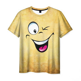 Мужская футболка 3D с принтом Неисчерпаемый позитив в Курске, 100% полиэфир | прямой крой, круглый вырез горловины, длина до линии бедер | веселье | мордочка | неисчерпаемый позитив | позитив | прикол | рожица | смайл | смех | улыбка | умора | хорошее настроение | юмор