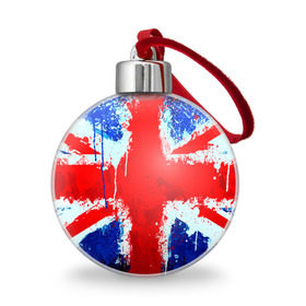 Ёлочный шар с принтом Англия в Курске, Пластик | Диаметр: 77 мм | англия | краска | модные | популярные | прикольные | стена | флаг