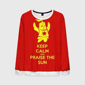 Мужской свитшот 3D с принтом Keep calm and praise the sun в Курске, 100% полиэстер с мягким внутренним слоем | круглый вырез горловины, мягкая резинка на манжетах и поясе, свободная посадка по фигуре | dark souls