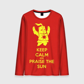 Мужской лонгслив 3D с принтом Keep calm and praise the sun в Курске, 100% полиэстер | длинные рукава, круглый вырез горловины, полуприлегающий силуэт | dark souls