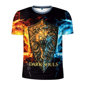 Мужская футболка 3D спортивная с принтом Dark Souls 11 в Курске, 100% полиэстер с улучшенными характеристиками | приталенный силуэт, круглая горловина, широкие плечи, сужается к линии бедра | Тематика изображения на принте: dark souls | praise the sun | you died | дарк соулс