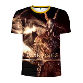 Мужская футболка 3D спортивная с принтом Dark Souls 16 в Курске, 100% полиэстер с улучшенными характеристиками | приталенный силуэт, круглая горловина, широкие плечи, сужается к линии бедра | dark souls | praise the sun | you died | дарк соулс