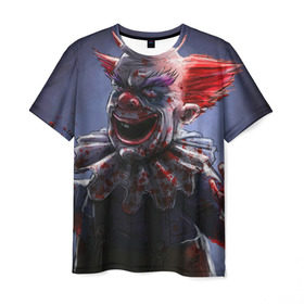 Мужская футболка 3D с принтом Злобный клоун в Курске, 100% полиэфир | прямой крой, круглый вырез горловины, длина до линии бедер | Тематика изображения на принте: зло | клоун | красная | кровь | ужас