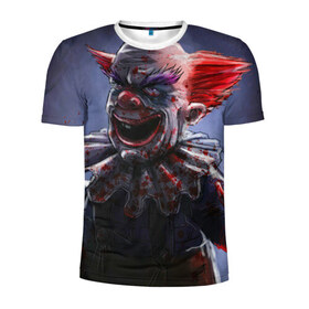 Мужская футболка 3D спортивная с принтом Злобный клоун в Курске, 100% полиэстер с улучшенными характеристиками | приталенный силуэт, круглая горловина, широкие плечи, сужается к линии бедра | зло | клоун | красная | кровь | ужас