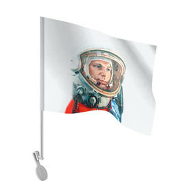 Флаг для автомобиля с принтом Гагарин в Курске, 100% полиэстер | Размер: 30*21 см | space | гагарин | космос | россия