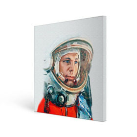 Холст квадратный с принтом Гагарин в Курске, 100% ПВХ |  | Тематика изображения на принте: space | гагарин | космос | россия
