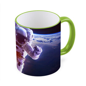 Кружка 3D с принтом Космонавт в Курске, керамика | ёмкость 330 мл | галактика | звезды | земля | космонавт | космос