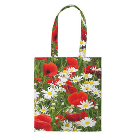 Сумка 3D повседневная с принтом Полевые цветы 2 в Курске, 100% полиэстер | Плотность: 200 г/м2; Размер: 34×35 см; Высота лямок: 30 см | поле | полевые цветы | цветы