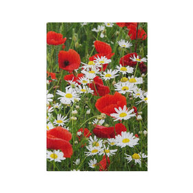 Обложка для паспорта матовая кожа с принтом Полевые цветы 2 в Курске, натуральная матовая кожа | размер 19,3 х 13,7 см; прозрачные пластиковые крепления | Тематика изображения на принте: поле | полевые цветы | цветы