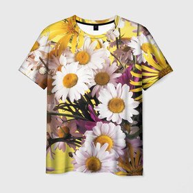 Мужская футболка 3D с принтом Полевые цветы 4 в Курске, 100% полиэфир | прямой крой, круглый вырез горловины, длина до линии бедер | поле | полевые цветы | цветы