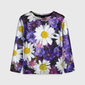 Детский лонгслив 3D с принтом Полевые цветы 8 в Курске, 100% полиэстер | длинные рукава, круглый вырез горловины, полуприлегающий силуэт
 | поле | полевые цветы | цветы