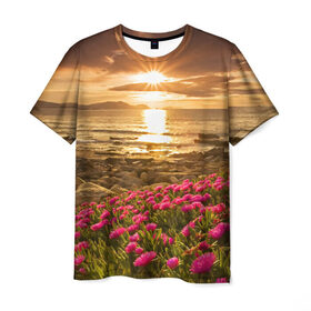 Мужская футболка 3D с принтом Полевые цветы 9 в Курске, 100% полиэфир | прямой крой, круглый вырез горловины, длина до линии бедер | поле | полевые цветы | цветы