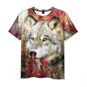 Мужская футболка 3D с принтом Волк в Курске, 100% полиэфир | прямой крой, круглый вырез горловины, длина до линии бедер | волк | хищник