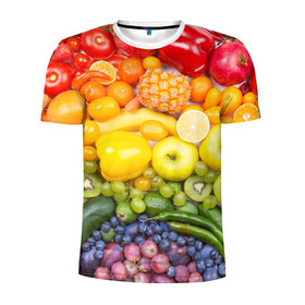 Мужская футболка 3D спортивная с принтом Плоды в Курске, 100% полиэстер с улучшенными характеристиками | приталенный силуэт, круглая горловина, широкие плечи, сужается к линии бедра | Тематика изображения на принте: овощи | фрукты | ягоды